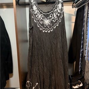 Exist Black Maxi Dress / Cover Up with White Embroidery
